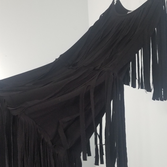 Black Mini Fringe Dress. Go-Go Girl Dance Style. Pit to Hemline 24". Size S. - Picture 4 of 8